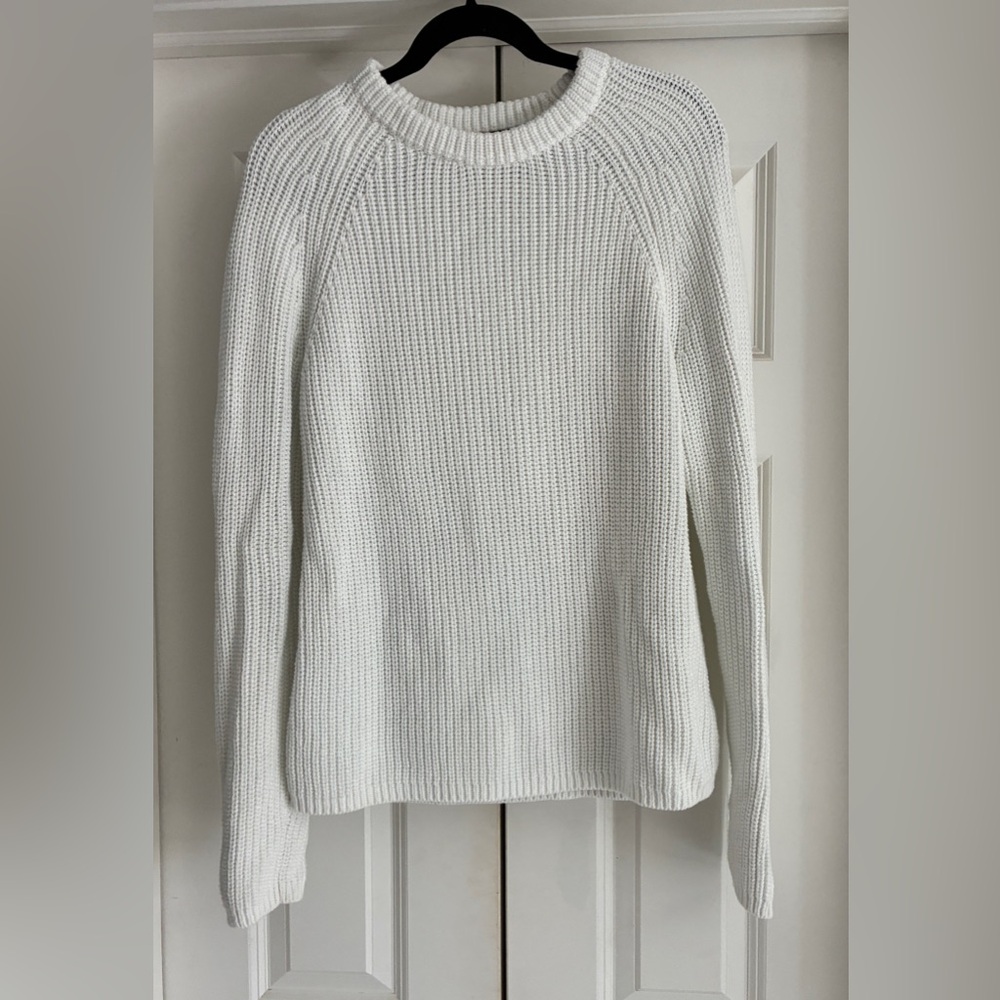 Quince Ivory 100% Organic Cotton Fisherman Crew Sweater size Medium - Picture 3 of 6